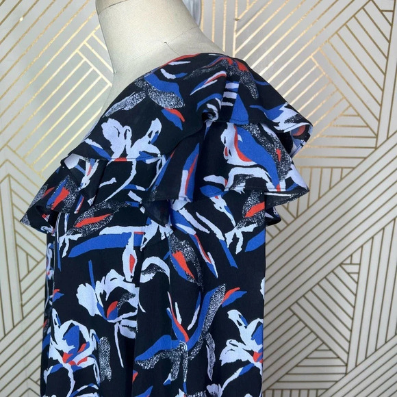 Tanya Taylor One Shoulder Floral‎ Orla Top in Blue Size 6 - Picture 7 of 12